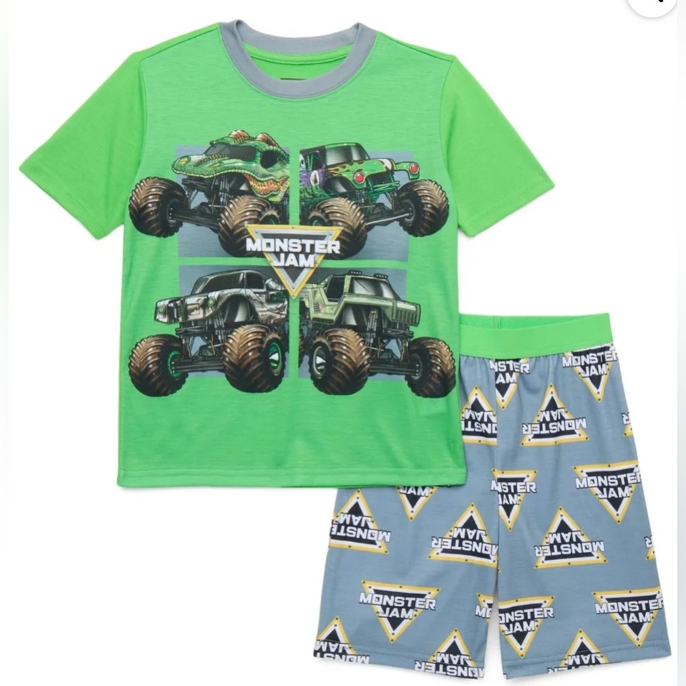 Monster Jam Boys Graphic Print Tee and Shorts Sleep Set, 2-Piece